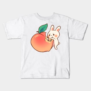 Bunny with Giant Peach Kids T-Shirt